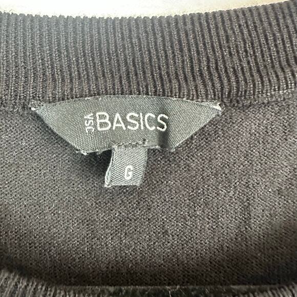 Womens VSC Basics Black Pullover Sweater Cream Pearl Embellished Holiday Party L - Picture 5 of 6